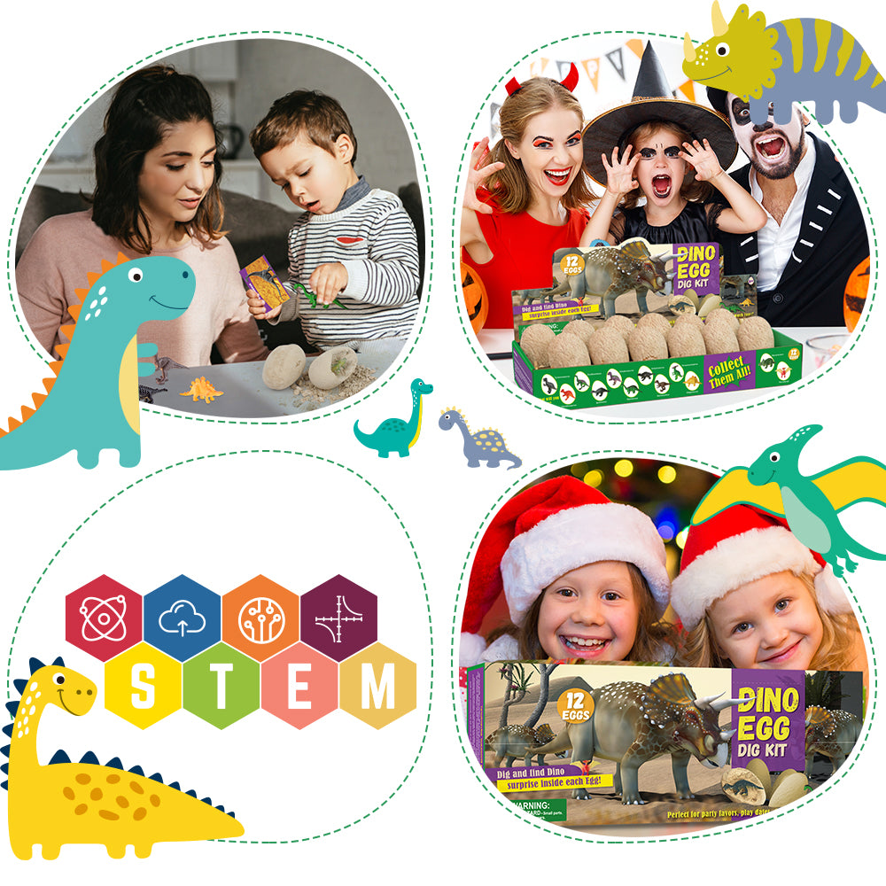 Dinosaur Egg Dig Kit – 12 Eggs with Dinosaur Figures