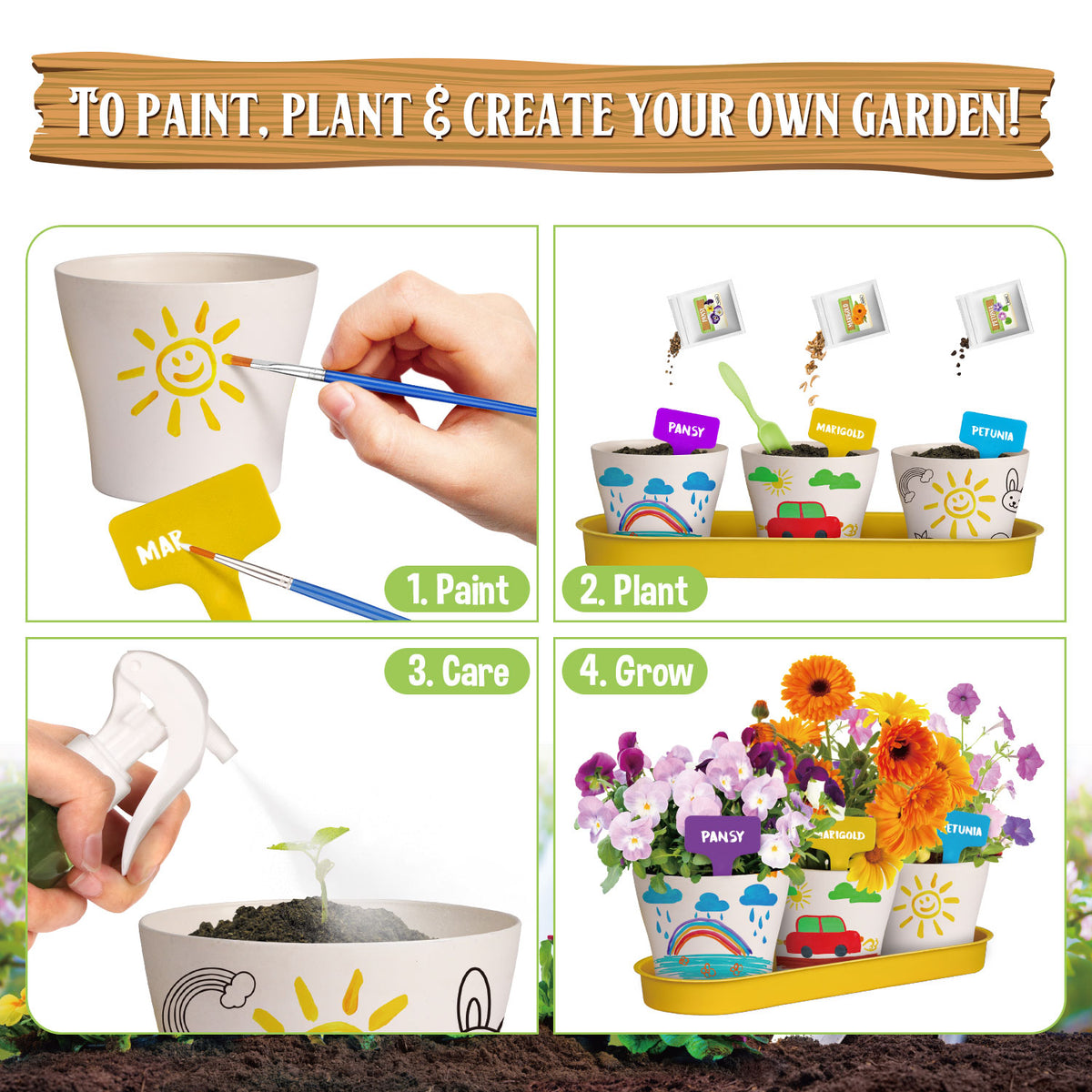 Piano Potato Paint & Plant Flower Growing Kit for Kids – DIY Garden Craft Set