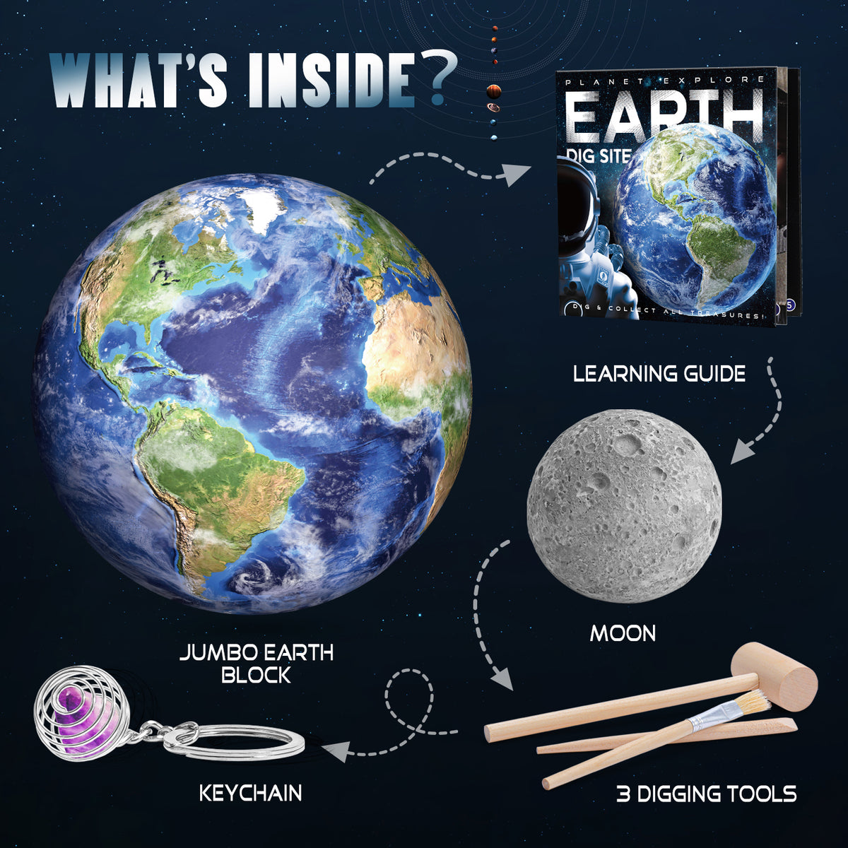 Piano Potato Earth Gemstone Excavation Kit for Kids - Earth & Moon STEM Dig Set
