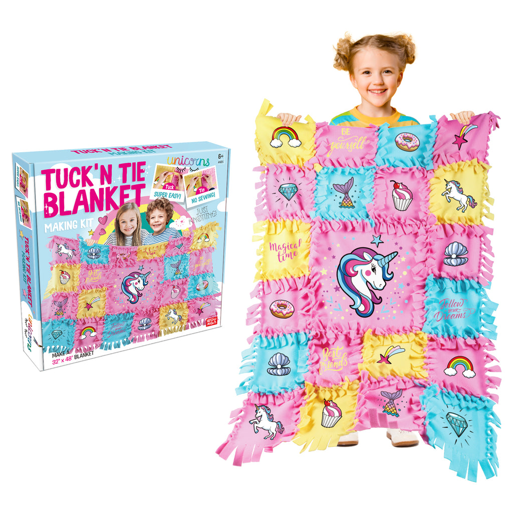 Piano Potato Unicorn No-Sew Tuck & Tie Fleece Blanket Kit for Girls 8-12