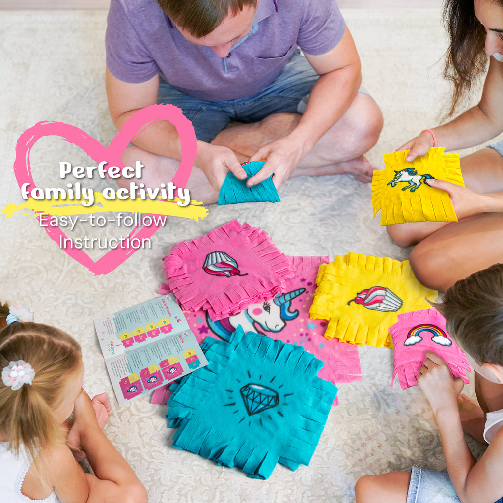 Piano Potato Unicorn No-Sew Tuck & Tie Fleece Blanket Kit for Girls 8-12