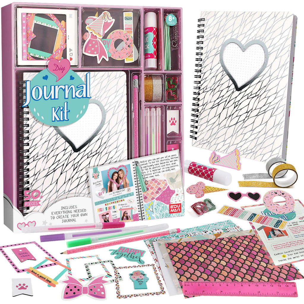 Piano Potato DIY Journal Kit for Girls 8-14 - 130+ Piece Scrapbook Craft Set