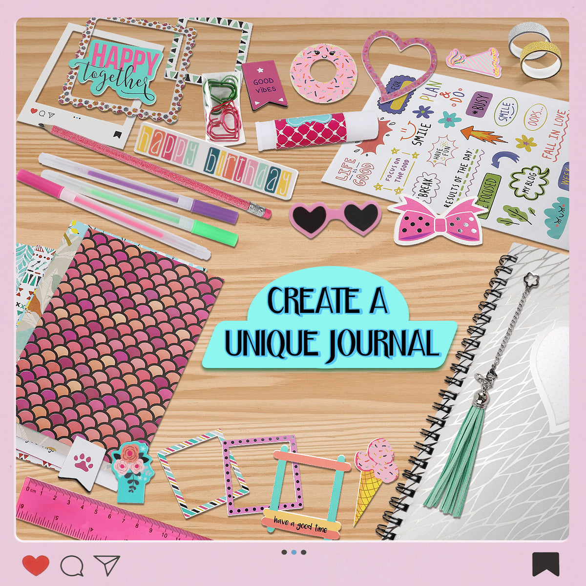 Piano Potato DIY Journal Kit for Girls 8-14 - 130+ Piece Scrapbook Craft Set