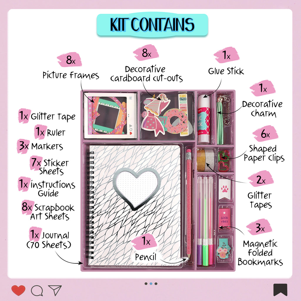 Piano Potato DIY Journal Kit for Girls 8-14 - 130+ Piece Scrapbook Craft Set