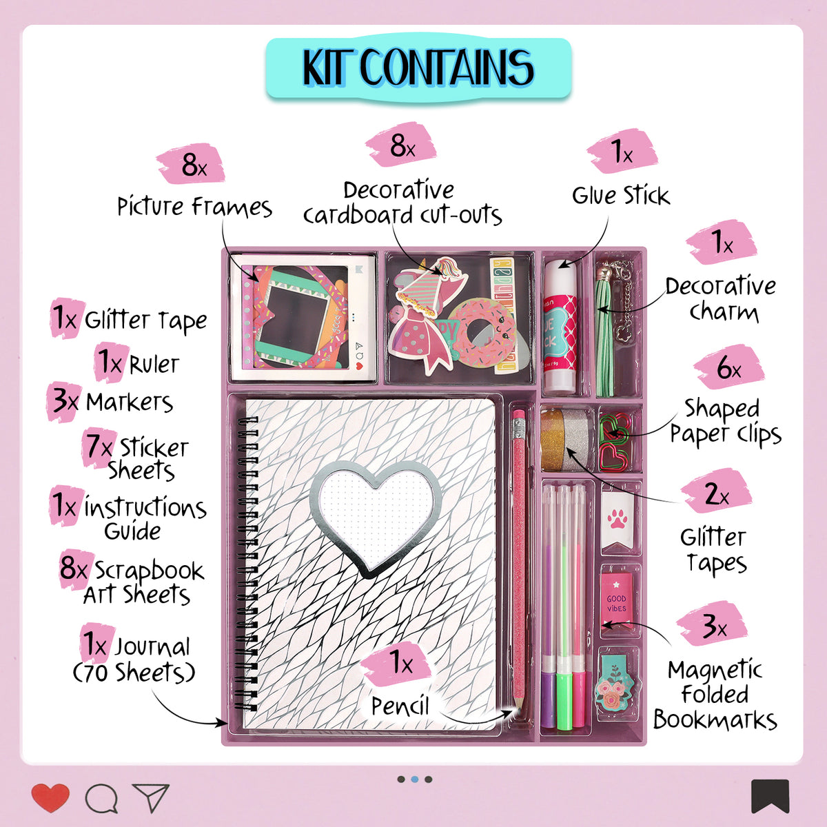 Piano Potato DIY Journal Kit for Girls 8-14 - 130+ Piece Scrapbook Craft Set