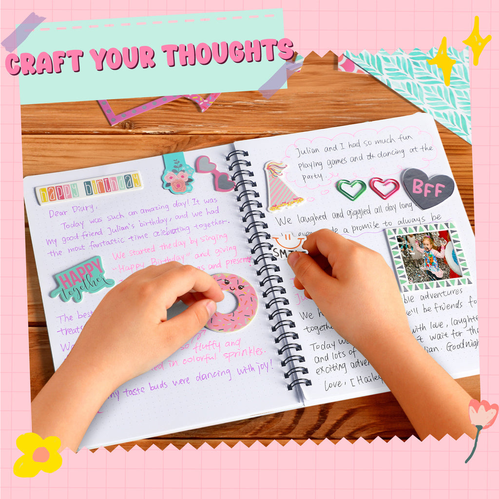 Piano Potato DIY Journal Kit for Girls 8-14, 130+ Pcs Scrapbook Craft Set