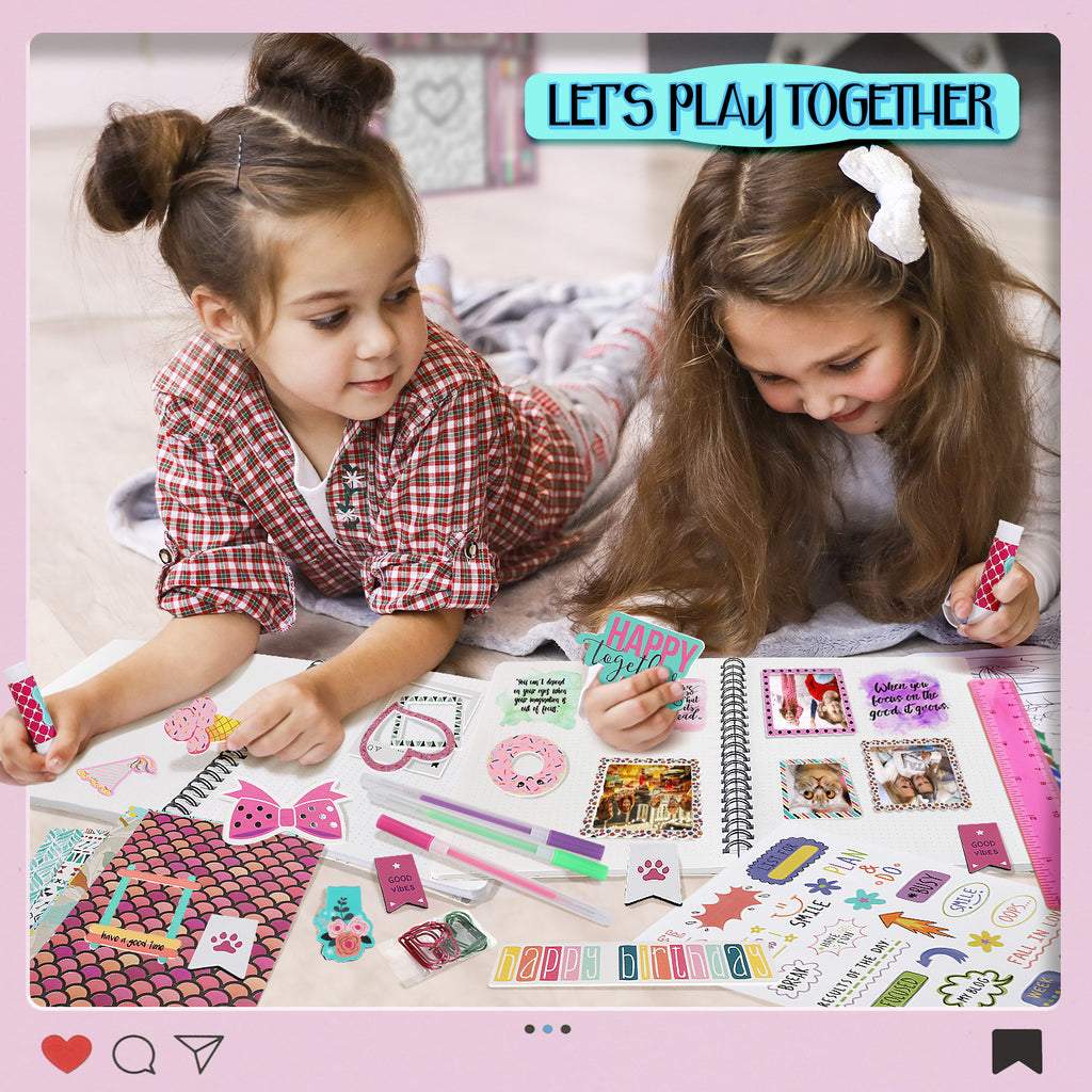 Piano Potato DIY Journal Kit for Girls 8-14 - 130+ Piece Scrapbook Craft Set