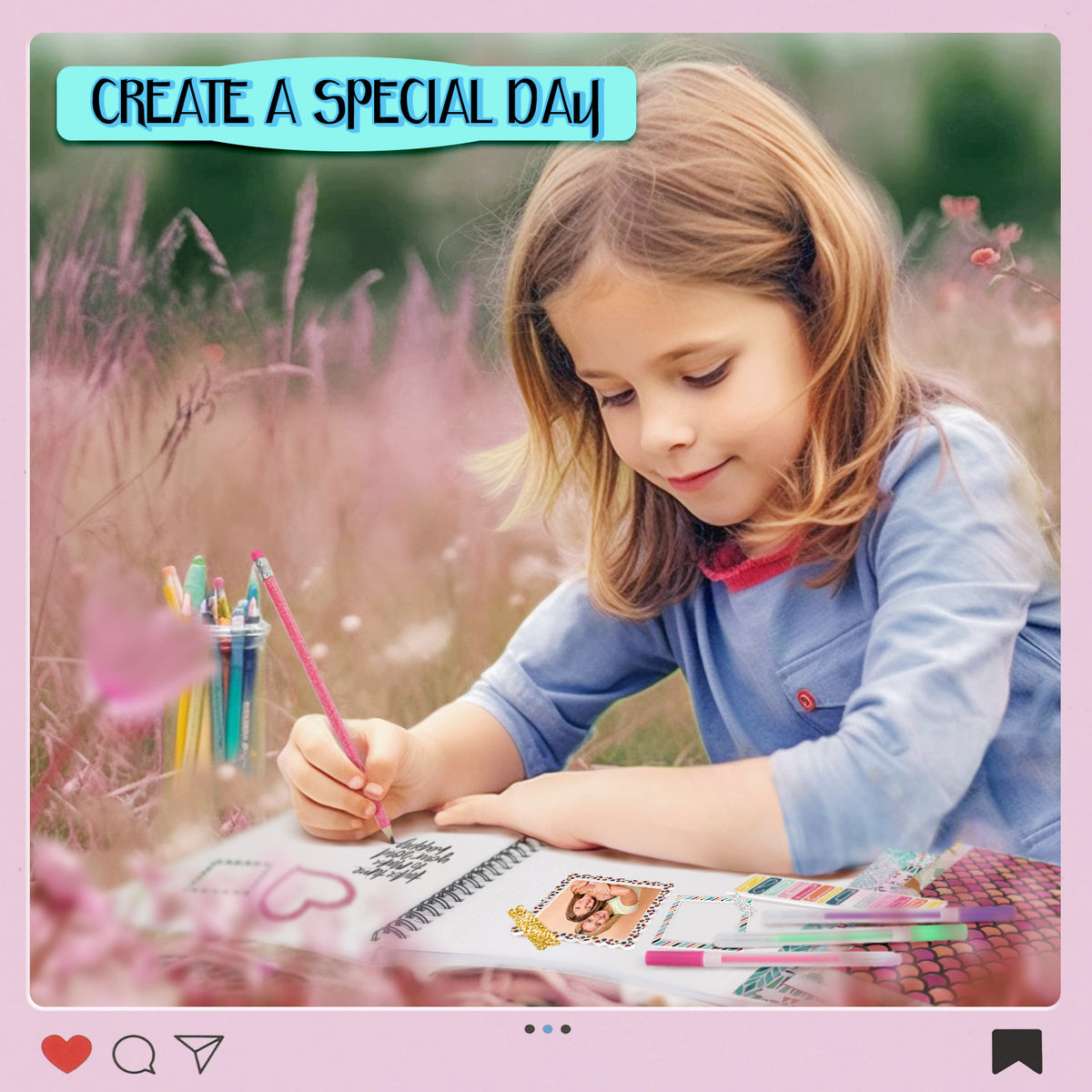 Piano Potato DIY Journal Kit for Girls 8-14 - 130+ Piece Scrapbook Craft Set