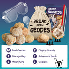 EDUMAN Geodes with Crystals Break Open 10 Premium Geode Kit - Geology Geode Crystal Science Kit - STEM Educational Toys Birthday Gifts for Boys and Girls