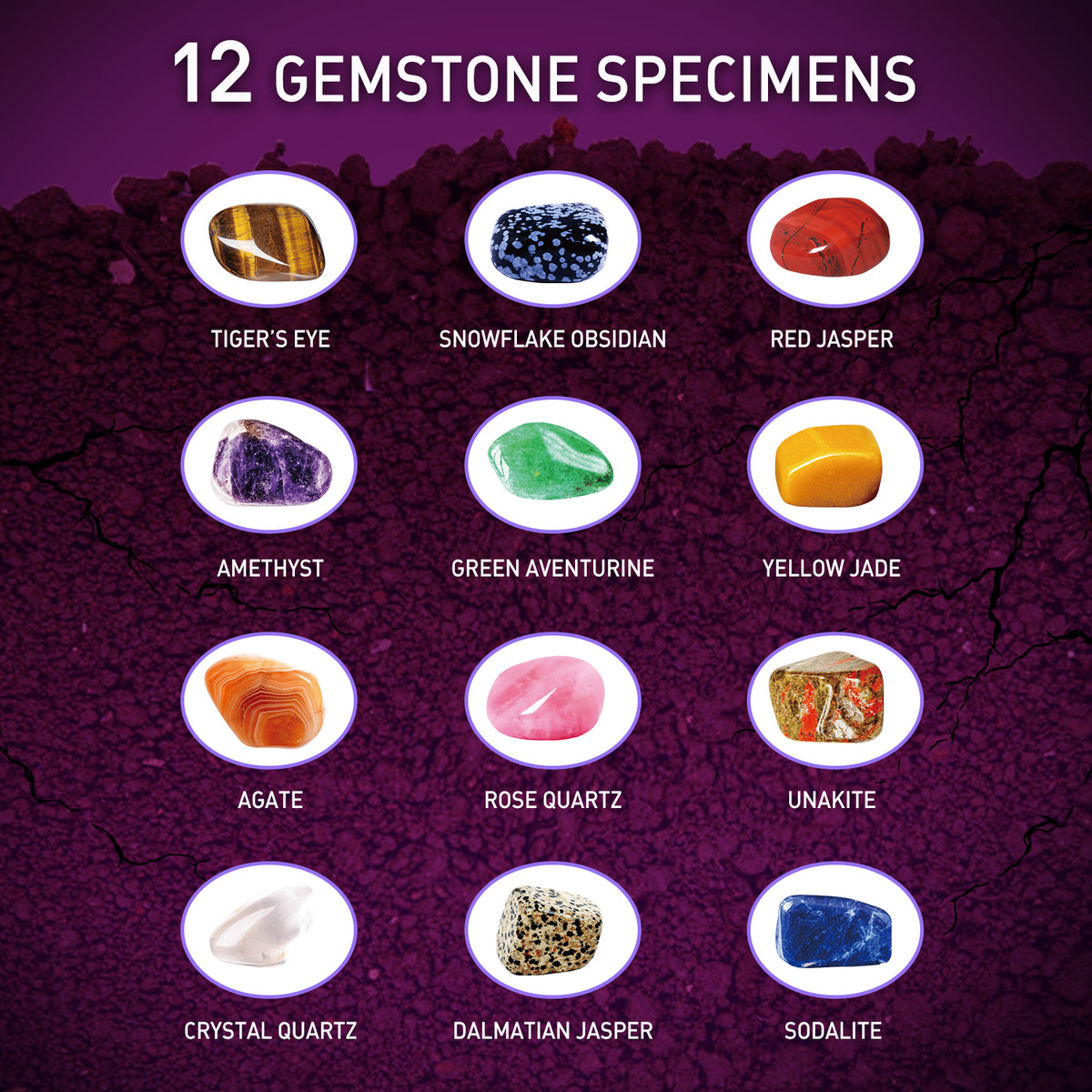 Gamerside Gemstones Dig Kit - 12 Real Gem Mining Blocks