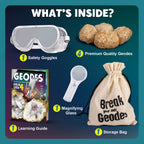 Piano Potato Break Open 4 Premium Geodes Kit with Goggles & Magnifying Glass