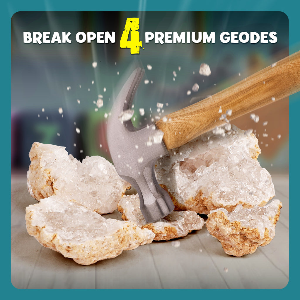 Piano Potato Break Open 4 Premium Geodes Kit with Goggles & Magnifying Glass