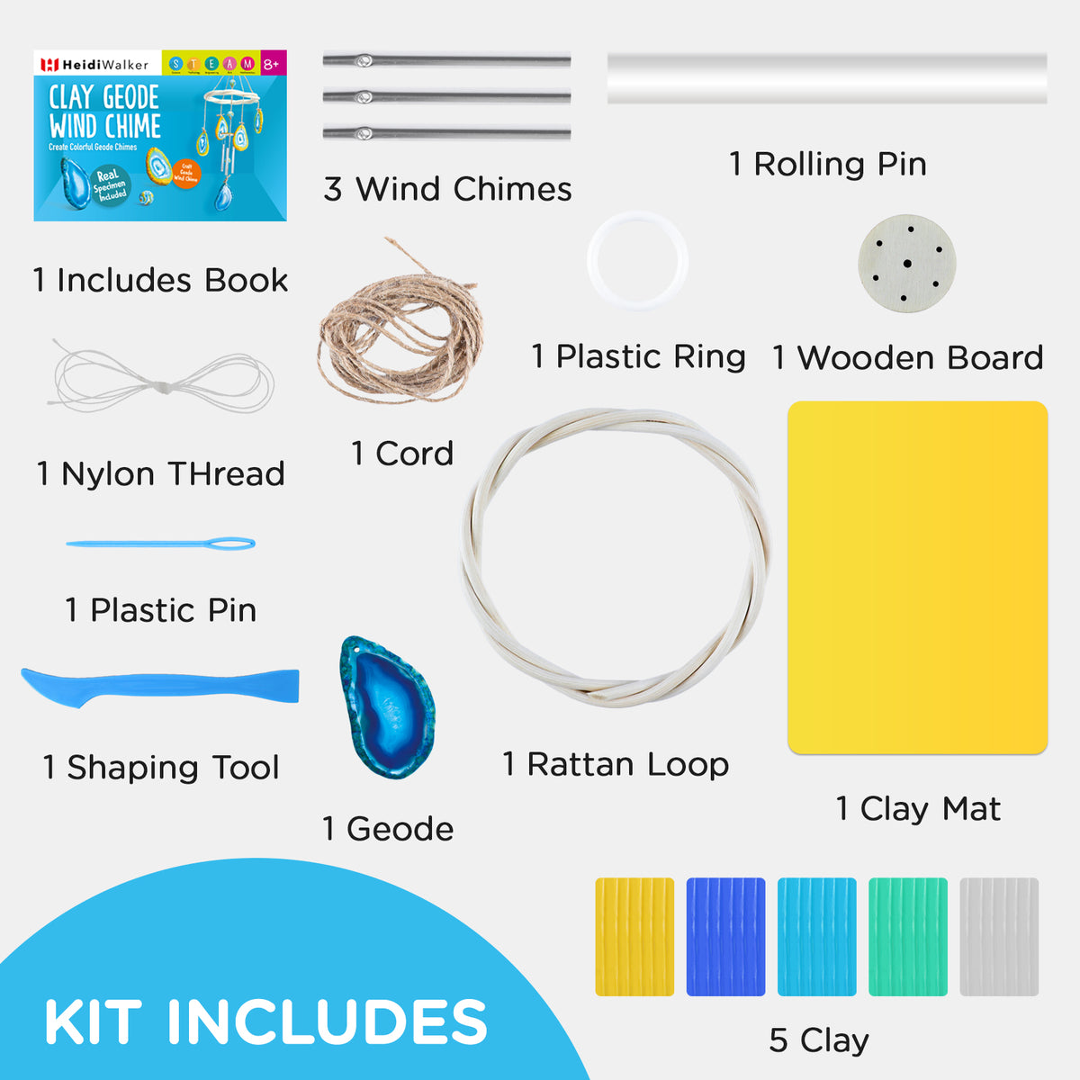 HeidiWalker Clay Geode Wind Chime Craft Kit