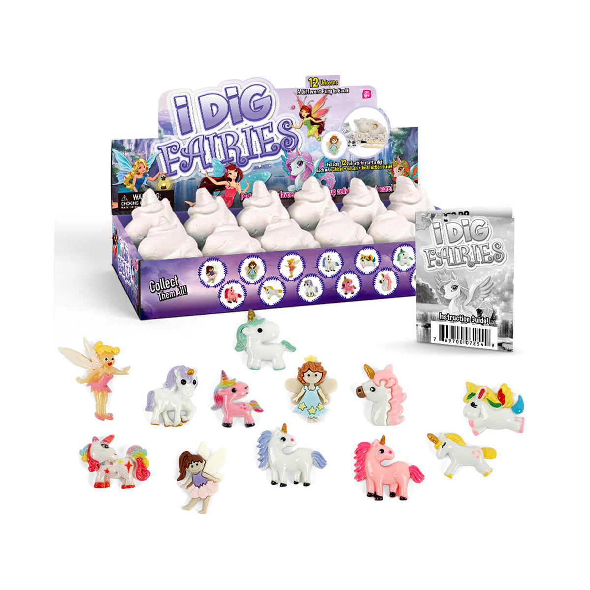 Gamerside Fairy Unicorn Digging Toys for Kids - Premium Excavation Kit,Magical Treasure Hunt Kit with 12 Set, Fairy Unicorn Toys for Girls Party Birthday Gift