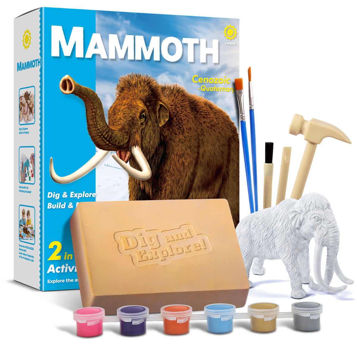 Piano Potato Mammoth Dig & Paint Kit – 2-in-1 Excavation Activity