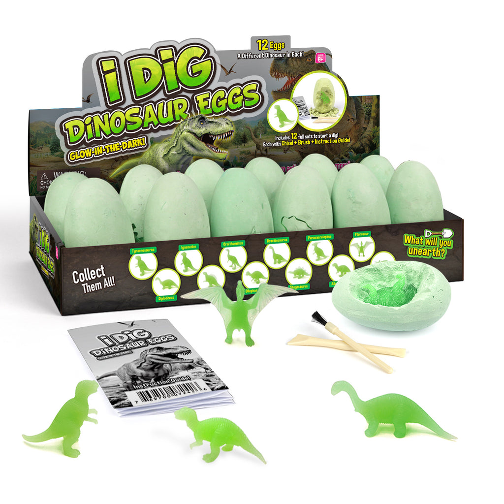 Glow-in-the-Dark Dinosaur Egg Dig Kits – 12 Pack