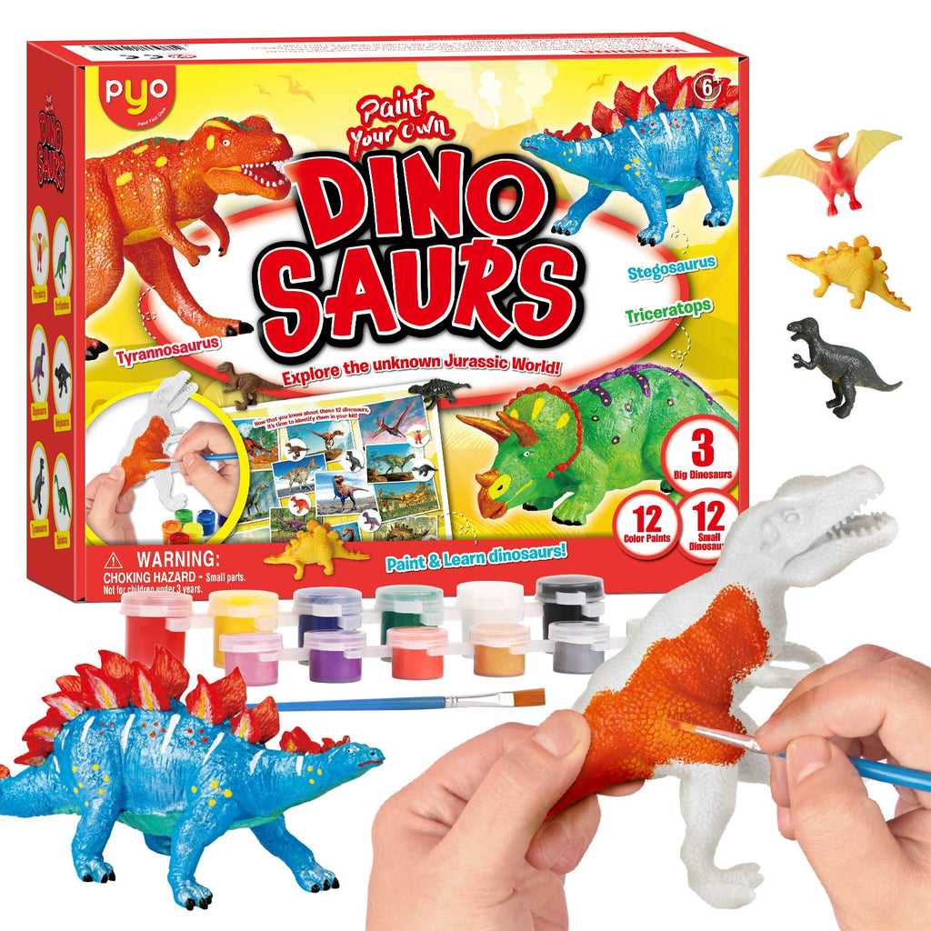Paint Your Own Dinosaurs Kit – 15 Dinosaur Figures & 12 Colors