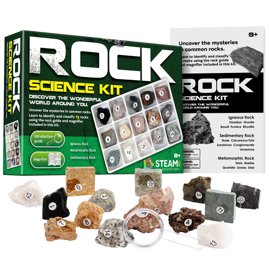 Piano Potato Rock and Mineral Kit 15 PCS with Box, STEM Geology for Kids