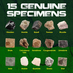 Piano Potato Rock and Mineral Kit 15 PCS with Box, STEM Geology for Kids