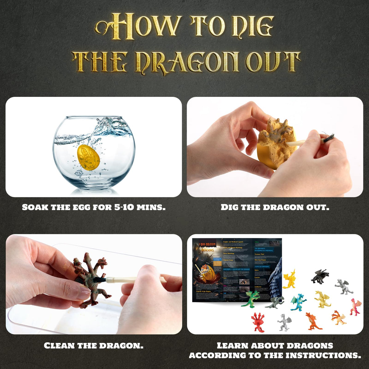 Piano Potato Dragon Egg Dig Kit - 12 Golden Dragon Dinosaur Excavation