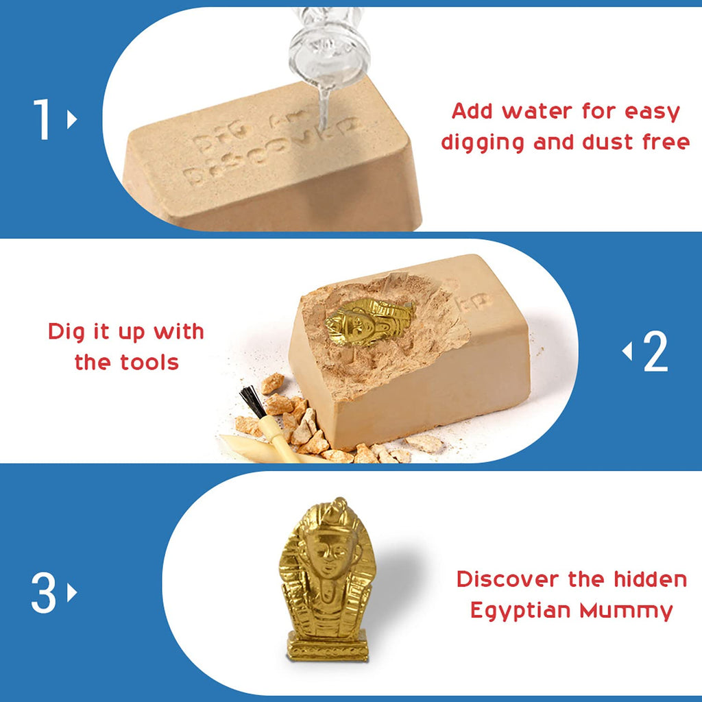 Egyptian Mummy Dig Kit 6 Styles, Archaeology STEM Toy, Girls&Boys Gift 8-12