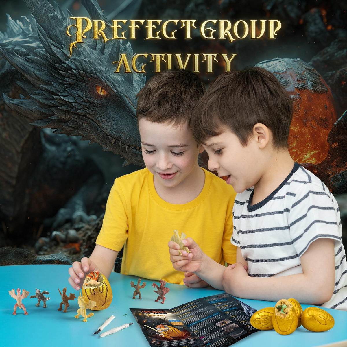 Piano Potato Dragon Egg Dig Kit - 12 Golden Dragon Dinosaur Excavation