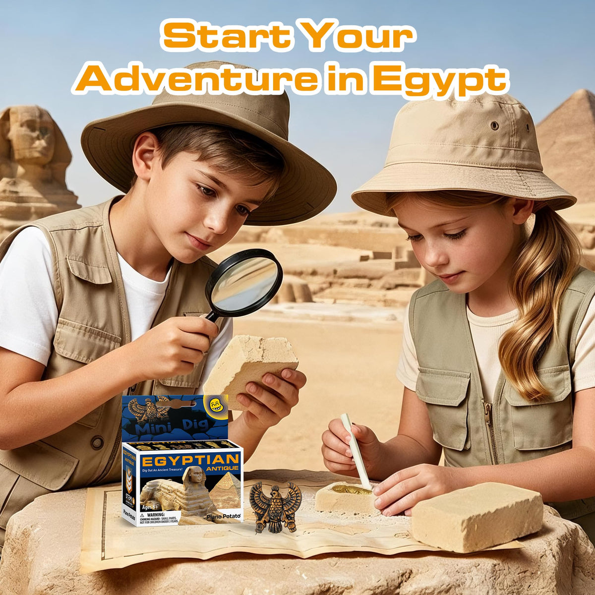 Egyptian Mummy Dig Kit 6 Styles, Archaeology STEM Toy, Girls&Boys Gift 8-12