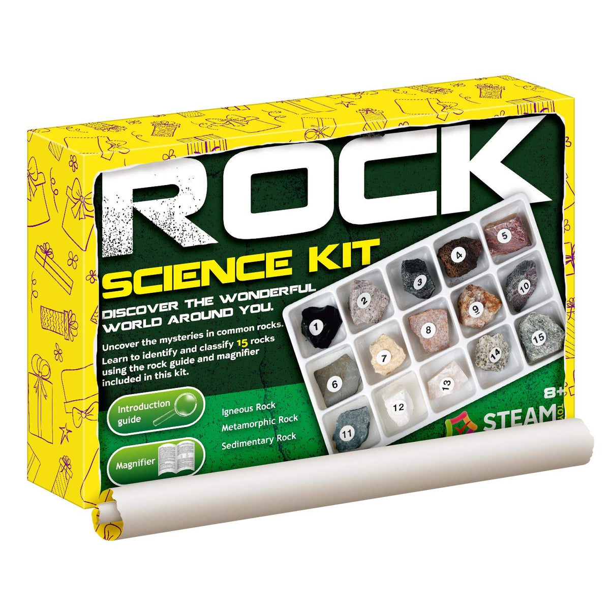 Piano Potato Rock and Mineral Kit 15 PCS with Box, STEM Geology for Kids